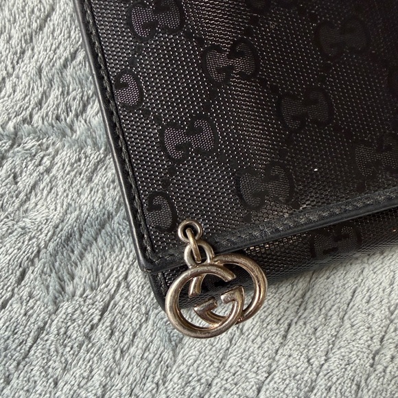 Gucci Carbon Fiber Long Wallet Black Checkbook Style w/ original dust bag & box - Picture 10 of 15